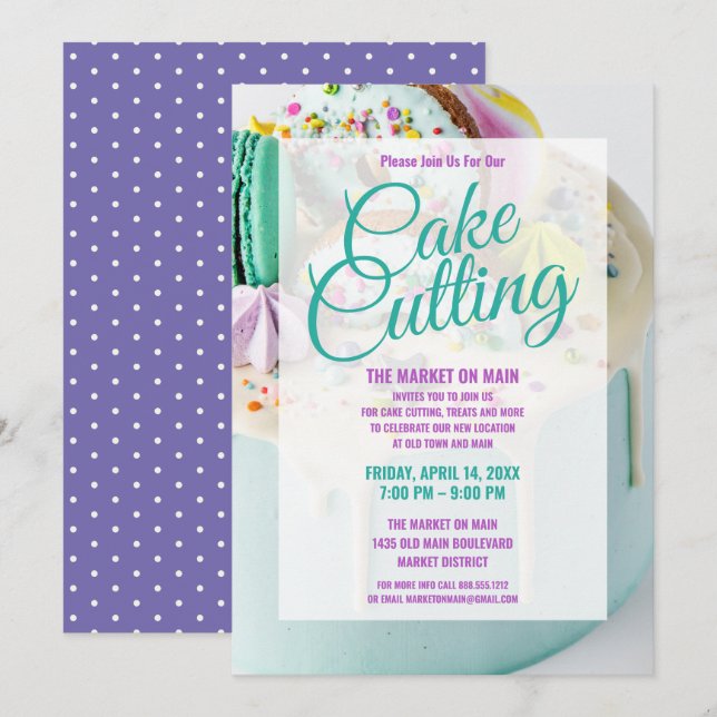 Invitation Célébration de la coupe du gâteau | Événement de s (Devant / Derrière)
