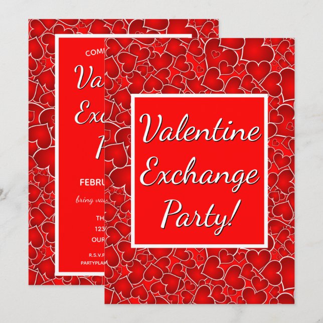 Invitation Célébration de la fête de la Saint-Valentin Red He (Devant / Derrière)