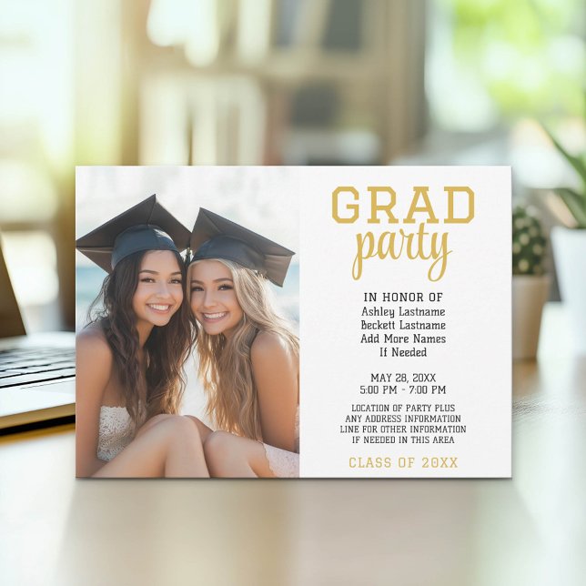 Invitation Célébration de la graduation de groupe - Photo con (Group Graduation Party Invitation with Photo)