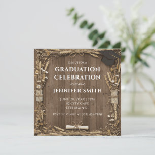 Invitation Célébration de la graduation en bois rustique
