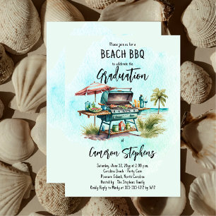 Invitation Célébration de la graduation Plage BBQ Grill