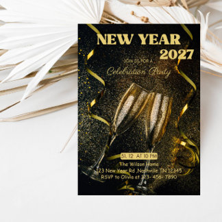 Invitation Célébration de la nouvelle année, compte à rebours