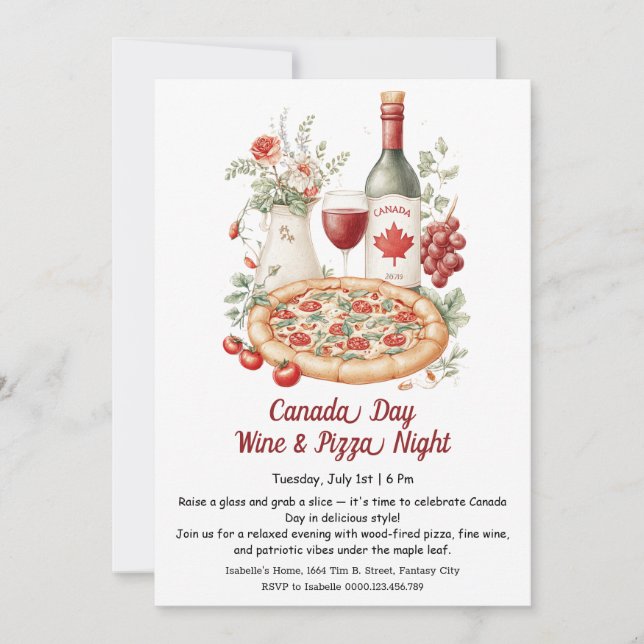 Invitation Célébration de la nuit du vin et de la pizza | Fêt (Devant)