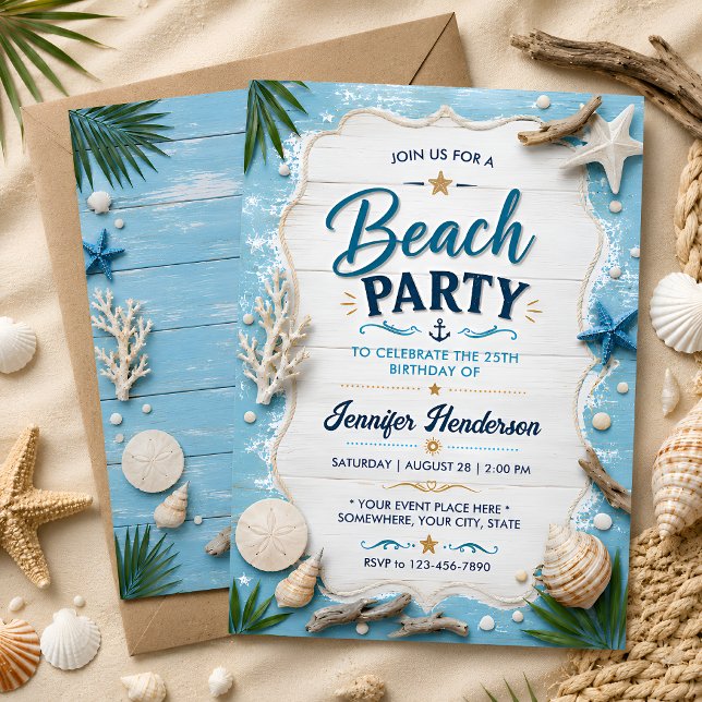 Invitation Célébration de la plage de bois flotté (Créateur téléchargé)