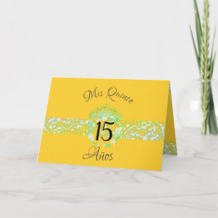 Invitation Célébration de la Quinceanera en or de moutarde