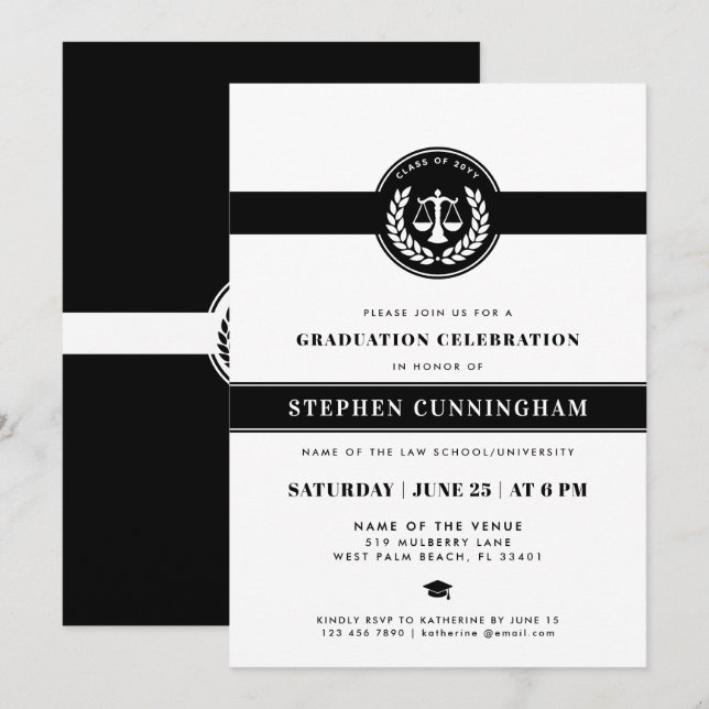 Invitation Célébration de la remise des diplômes de l'école d (Devant / Derrière)