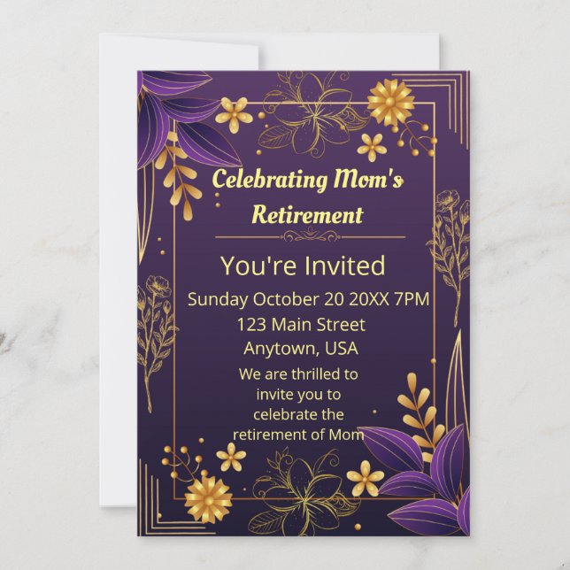 Invitation Célébration de la retraite de mon Accents d'or pou (Devant)