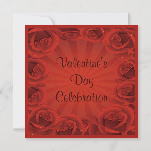 Invitation Célébration de la Saint Valentin des Roses Rouges  (Devant)