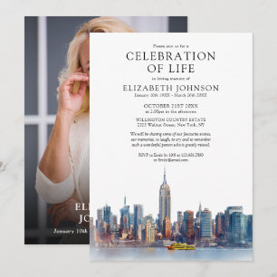 Invitation Célébration de la vie à New York Photo de funérail