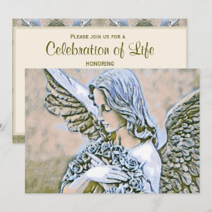 Invitation Célébration de la vie - Ange aux fleurs