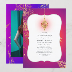 Invitation Célébration de la vie arabe Bollywood en feuille d