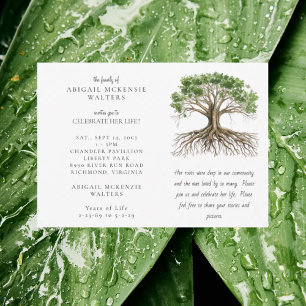 Invitation Célébration de la vie Arbre de Vie Racines Profond