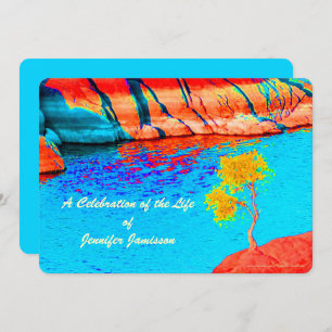 Invitation Célébration de la vie, arbre unique par lac/montag