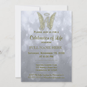 Invitation Célébration de la vie - Argent & Or