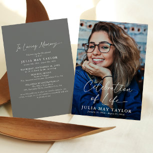 Invitation Célébration de la vie avec photo et écriture moder