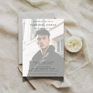 Invitation Célébration de la vie avec photo glacée Mémorial f