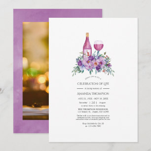 Invitation Célébration de la vie avec vin de Magnolia et Rose