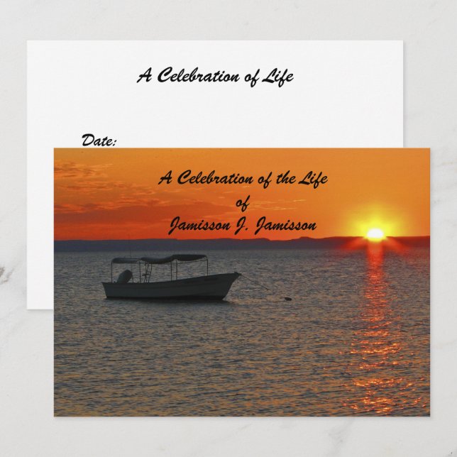Invitation Célébration de la vie Bateau de pêche Commémoratio (Devant / Derrière)