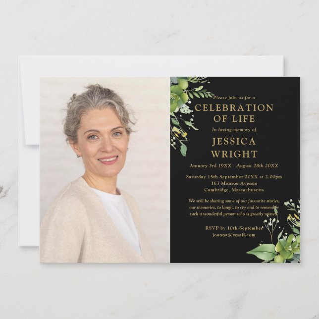 Invitation Célébration De La Vie Célébration Funéraire Photo (Devant)