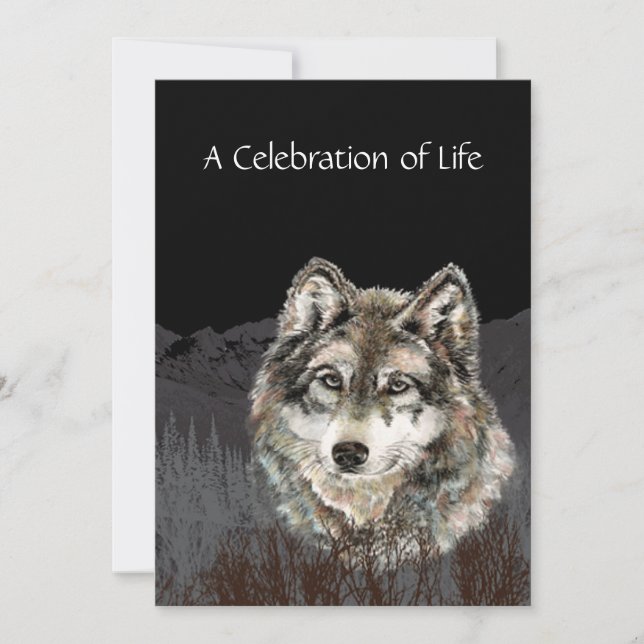 Invitation Célébration de la vie commémoration Wolf (Devant)