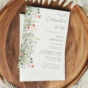 Invitation Célébration de la vie dans un champ de fleurs sauv