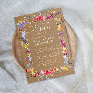 Invitation Célébration de la vie de Kraft Succulents