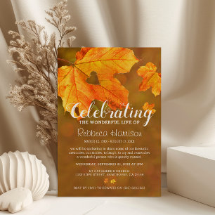 Invitation Célébration de la vie de l'automne Funérailles d