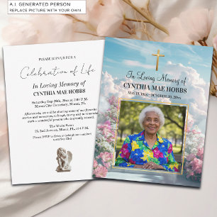 Invitation Célébration de la vie de l'escalier floral du ciel