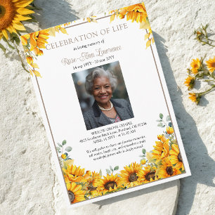 Invitation Célébration de la vie de tournesol Photo Funéraill