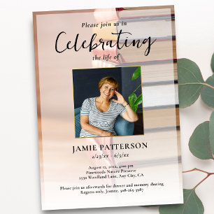 Invitation Célébration de la vie d'un amateur de livres Votre