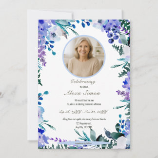 Invitation Célébration de la vie en bleu doux