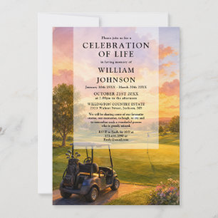 Invitation Célébration de la vie en buggy de golf Funérailles