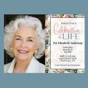 Invitation Célébration de la vie en collage floral élégant