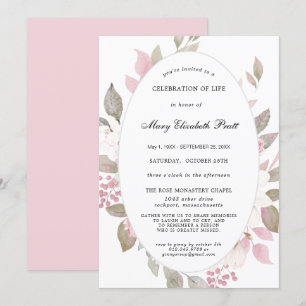 Invitation Célébration de la vie en fleurs blanches roses