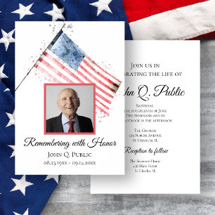 Invitation Célébration de la vie en mémoire avec le drapeau a