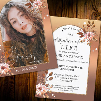 Invitation Célébration de la vie en mémoire de Floral Photo
