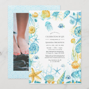 Invitation Célébration de la vie en photo de la mer bleue et