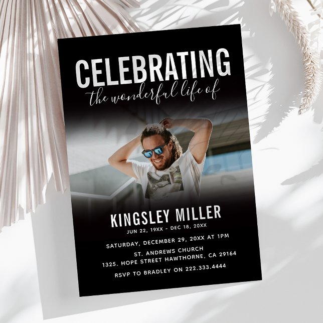 Invitation Célébration de la vie en photo moderne (Créateur téléchargé)