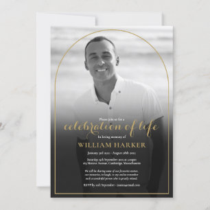 Invitation Célébration de la vie en photo noir et blanc sous