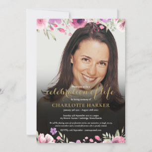 Invitation Célébration de la vie florale rose blush photo