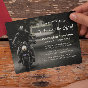 Invitation Célébration de la vie Funérailles d'un motard