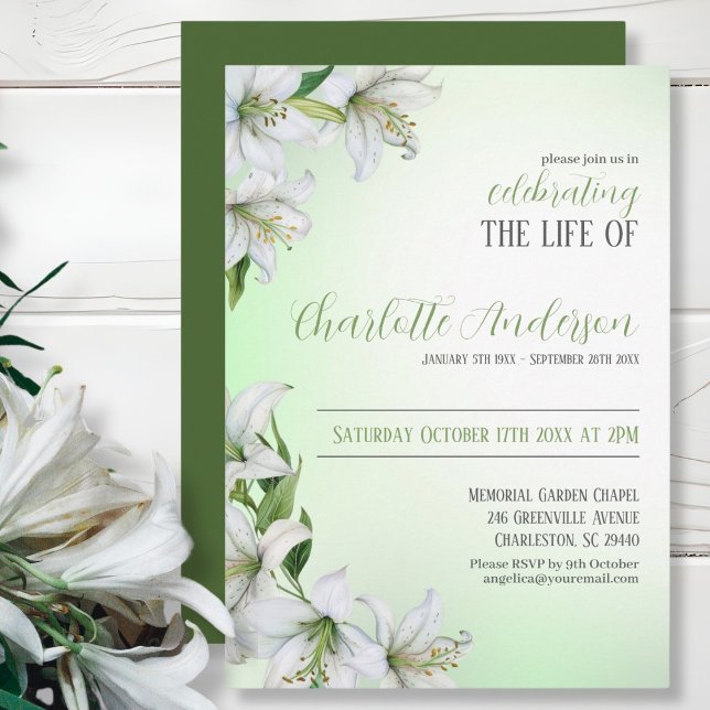 Invitation Célébration de la vie Funérailles florales (Créateur téléchargé)
