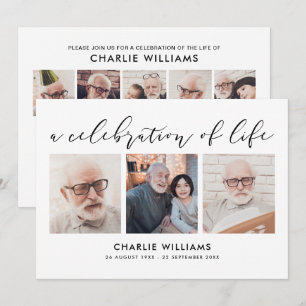 Invitation Célébration de la vie/funérailles/mémorial de 8 ph