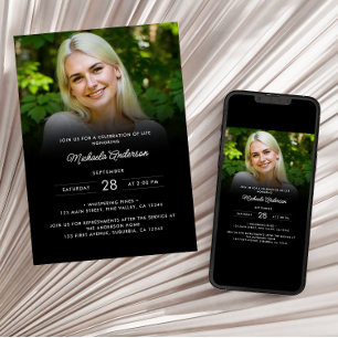 Invitation Célébration de la vie/funérailles/mémorial en 2 ph