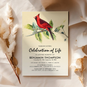 Invitation Célébration de la vie funéraire Cardinal Rouge