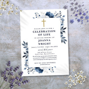 Invitation Célébration de la vie funéraire chrétienne florale