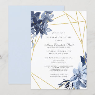 Invitation Célébration de la vie funéraire Dusty Blue Floral