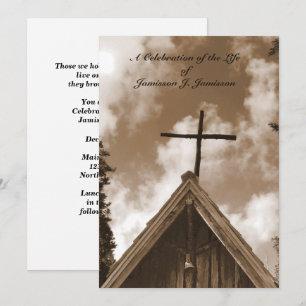 Invitation Célébration de la vie Invitation, Vieille église,