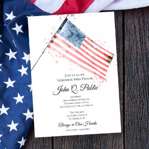 Invitation Célébration de la vie mémorial du drapeau américai