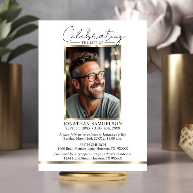 Invitation Célébration de la vie Merci Or + POEM (Celebrating the life Gold Thank you + POEM Invitation)